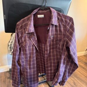 Purple Plaid Button-Up Shirt